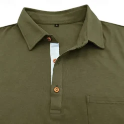 Discount OUKU 100% Cotton Men's Polo Shirt Golf Polo Formal Work Classic Long Sleeve Color Block Button Summer Spring & Fall Army Green Dark Grey Black Burgundy Navy Blue Polo Shirt