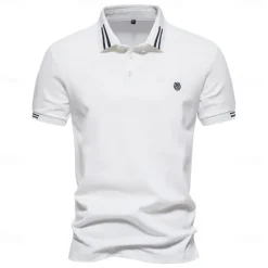 Discount OUKU 100% Cotton Men's Polo Shirts Casual Solid Color Short Sleeve Polo Shirts for Men New Summer Desinger Clothing Men