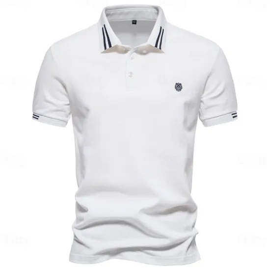 Discount OUKU 100% Cotton Men's Polo Shirts Casual Solid Color Short Sleeve Polo Shirts for Men New Summer Desinger Clothing Men
