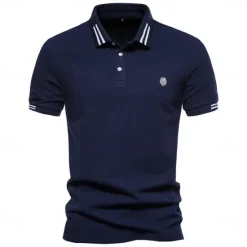 Discount OUKU 100% Cotton Men's Polo Shirts Casual Solid Color Short Sleeve Polo Shirts for Men New Summer Desinger Clothing Men