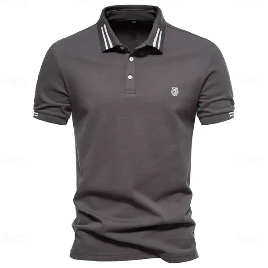 Discount OUKU 100% Cotton Men's Polo Shirts Casual Solid Color Short Sleeve Polo Shirts for Men New Summer Desinger Clothing Men