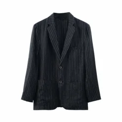 Sale OUKU 100% Linen Men's Linen Blazer Blazer Business Formal Evening Wedding Party Fashion Casual Spring & Fall Plain Pocket Casual / Daily Single Breasted Blazer Black Dark Blue