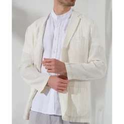 Best OUKU 100% Linen Men's Linen Blazer Blazer Business Formal Evening Wedding Party Fashion Casual Spring & Fall Stripes Pocket Casual / Daily Single Breasted Blazer White Coffee Navy Blue
