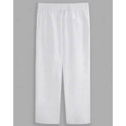 Online OUKU 40% Linen Men's Linen Pants Trousers Summer Pants Baggy Pants Drawstring Elastic Waist Side Button Plain Breathable Comfortable Office / Career Daily Vacation Classic Casual Black White