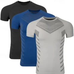 Online OUKU 3 Pack Men's Gym Fitness Tops Sports T-Shirt Crew Neck Short Sleeve Sport Casual Daily Gym Quick dry Breathable Soft Color Block Black Red Blue Black Gray Activewear Fashion Basic Gym Top