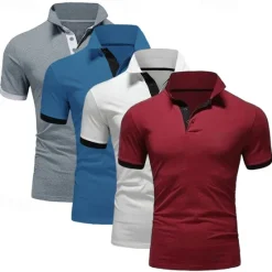 Online OUKU 4 Pack Men's Polo T-Shirt Golf Shirt Casual Sports Workwear Office Short Sleeve Summer Regular Fit Red White Blue Orange Sky Blue Gray Black Navy Blue Pink Green Classic Polo Shirt