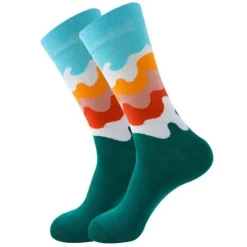 Online OUKU 1 Pair Men's Fashion Novelty Socks Colorful Dress Crew Socks Sports Outdoor White Cute Funky Patterned Casual Cotton Socks Cartoon Autumn And Winter Plaid Colorful Retro Business Party Dress