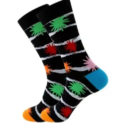 Online OUKU 1 Pair Men's Fashion Novelty Socks Colorful Dress Crew Socks Sports Outdoor White Cute Funky Patterned Casual Cotton Socks Cartoon Autumn And Winter Plaid Colorful Retro Business Party Dress