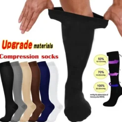 OUKU 6 Pairs Athletic Compression Sports Socks Long Men's Women's Socks Breathable Comfortable Non-slipping Quick Dry Gym Workout Basketball Running Active Training Jogging Sports Nylon Black White Grey