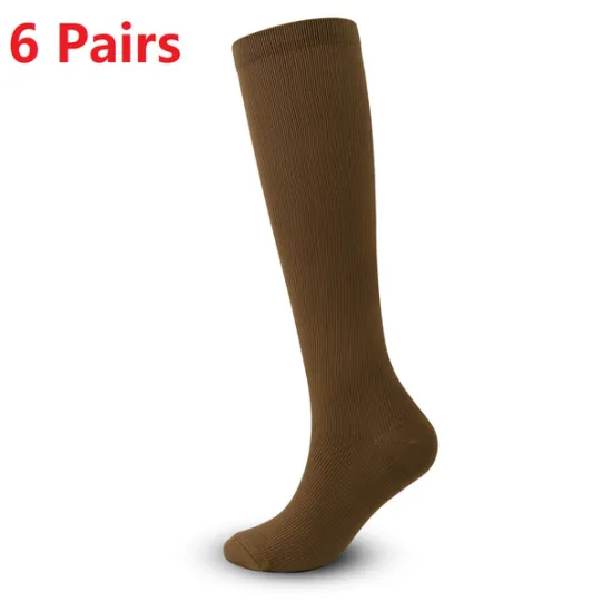 OUKU 6 Pairs Athletic Compression Sports Socks Long Men's Women's Socks Breathable Comfortable Non-slipping Quick Dry Gym Workout Basketball Running Active Training Jogging Sports Nylon Black White Grey