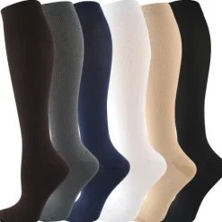 OUKU 6 Pairs Athletic Compression Sports Socks Long Men's Women's Socks Breathable Comfortable Non-slipping Quick Dry Gym Workout Basketball Running Active Training Jogging Sports Nylon Black White Grey