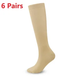 OUKU 6 Pairs Athletic Compression Sports Socks Long Men's Women's Socks Breathable Comfortable Non-slipping Quick Dry Gym Workout Basketball Running Active Training Jogging Sports Nylon Black White Grey