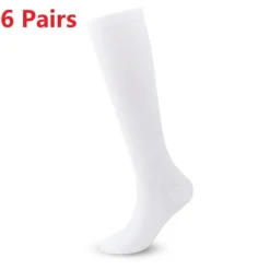OUKU 6 Pairs Athletic Compression Sports Socks Long Men's Women's Socks Breathable Comfortable Non-slipping Quick Dry Gym Workout Basketball Running Active Training Jogging Sports Nylon Black White Grey
