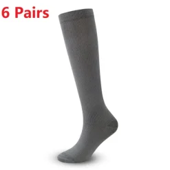 OUKU 6 Pairs Athletic Compression Sports Socks Long Men's Women's Socks Breathable Comfortable Non-slipping Quick Dry Gym Workout Basketball Running Active Training Jogging Sports Nylon Black White Grey