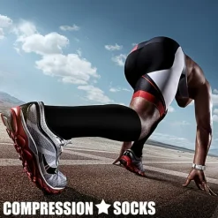 OUKU 6 Pairs Athletic Compression Sports Socks Long Men's Women's Socks Breathable Comfortable Non-slipping Quick Dry Gym Workout Basketball Running Active Training Jogging Sports Nylon Black White Grey