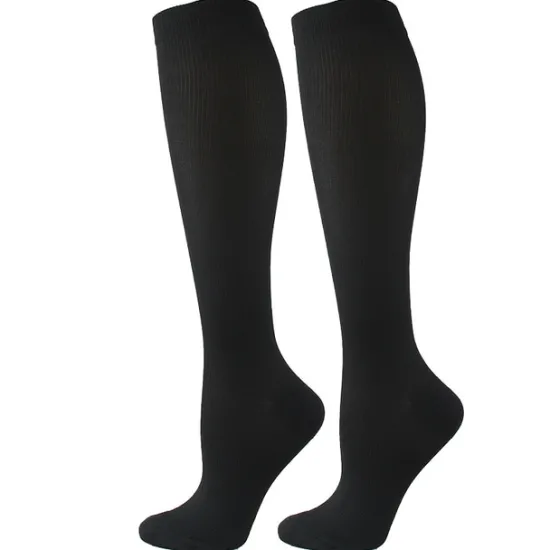 OUKU 6 Pairs Athletic Compression Sports Socks Long Men's Women's Socks Breathable Comfortable Non-slipping Quick Dry Gym Workout Basketball Running Active Training Jogging Sports Nylon Black White Grey