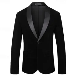 Online OUKU All Blazer Wedding Party Party & Evening Sweet All Seasons Corduroy Plain Wedding Single Breasted Blazer Black Red Blue Green