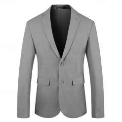 New OUKU All Linen Jacket Linen Blazer Blazer Wedding Party Bachelor's Party Sweet All Seasons Linen Solid / Plain Color Basic Casual Single Breasted Two-button Blazer Black Blue khaki Grey