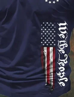 OUKU American Independence Day Men's American US Flag Polo Shirts Quarter Zip Polo Golf Shirt Short Sleeve Polo Shirts Lapel Fashion Casual Daily Festival Print Summer Navy Blue