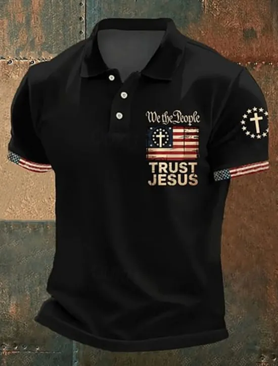 Discount OUKU American Independence Day Men's American US Flag Polo Shirts Button Up Polos Golf Shirt Short Sleeve Polo Shirts Lapel Fashion Casual Daily Festival Print Summer Black White Red