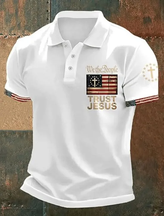 Discount OUKU American Independence Day Men's American US Flag Polo Shirts Button Up Polos Golf Shirt Short Sleeve Polo Shirts Lapel Fashion Casual Daily Festival Print Summer Black White Red
