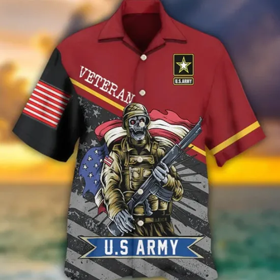 Discount OUKU American Independence Day Men's Cross American Flag Soldier Shirt Button Up Shirt Short Sleeve Fashion Streetwear Designer Outdoor Street Daily Summer Spring Turndown Print Button-Down Red / White