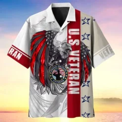 Discount OUKU American Independence Day Men's Cross American Flag Soldier Shirt Button Up Shirt Short Sleeve Fashion Streetwear Designer Outdoor Street Daily Summer Spring Turndown Print Button-Down Red / White
