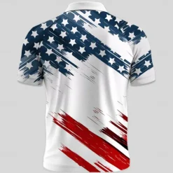 Sale OUKU American Independence Day Men's American Flag Polo Short Sleeve Polo Shirts Collared Shirts Vintage Casual Outdoor Athleisure Buttons 3D Print Summer White Blue Dark Blue
