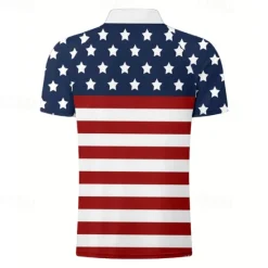 Sale OUKU American Independence Day Men's American Flag Veterans Polo Shirts Golf Shirt Short Sleeve Polo Shirts Collared Shirts Casual Streetwear Vacation Wear Party Outfits Buttons 3D Print Spring & Summer