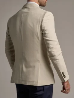 Clearance OUKU Men's Blazer Dailywear Business Preppy Fashion Jacket Solid Colored Double Breasted Regular Fit Polyester Beige