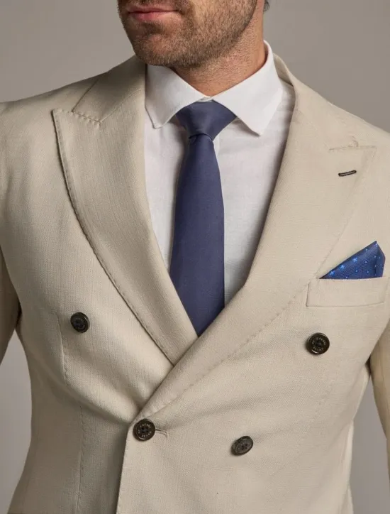Clearance OUKU Men's Blazer Dailywear Business Preppy Fashion Jacket Solid Colored Double Breasted Regular Fit Polyester Beige