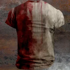 Sale OUKU Blood stains Dark Exaggerated Designer Men's 3D Print T shirt Tee Carnival Party Street T shirt Short Sleeve Henley Collar Shirt Summer Spring Clothing Apparel S M L XL XXL XXXL Brown