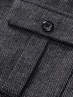 Discount OUKU Brown Grey Men's Fashion Herringbone Tweed Vest Tailored Fit V Neck Single Breasted Four-buttons