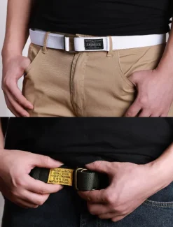 New OUKU Canvas Belt Unisex Web Fabric Casual Belt with Double D-ring Black Green Canvas Alloy Fashion Plain Daily Wear Weekend