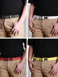 New OUKU Canvas Belt Unisex Web Fabric Casual Belt with Double D-ring Black Green Canvas Alloy Fashion Plain Daily Wear Weekend