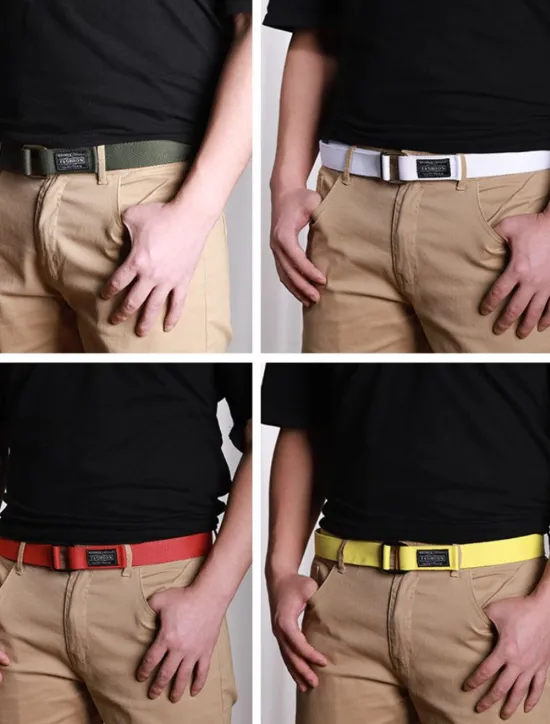 New OUKU Canvas Belt Unisex Web Fabric Casual Belt with Double D-ring Black Green Canvas Alloy Fashion Plain Daily Wear Weekend