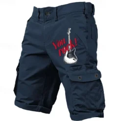 Hot OUKU Carefree Interlude X Joshua Jo Men's Vintage Guitar 6 Pocket Vacation Cargo Shorts