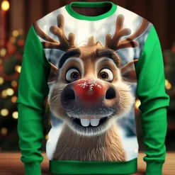 Clearance OUKU Christmas Men's 3D Print 3D 3D Cartoon Sweatshirts Sweatshirt Sweatshirt Long Sleeve Sweatshirt Crew Neck 3D Funny 3D Print Christmas Vacation Party Crewneck 3D Print 3D Winter Spring & Fall