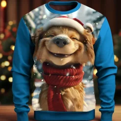 OUKU Christmas Men's Dog 3D Print 3D Sweatshirts Sweatshirt Sweatshirt Long Sleeve Sweatshirt Crew Neck 3D Funny 3D Print Christmas Vacation Party Crewneck 3D Print 3D Winter Spring & Fall