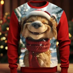OUKU Christmas Men's Dog 3D Print 3D Sweatshirts Sweatshirt Sweatshirt Long Sleeve Sweatshirt Crew Neck 3D Funny 3D Print Christmas Vacation Party Crewneck 3D Print 3D Winter Spring & Fall