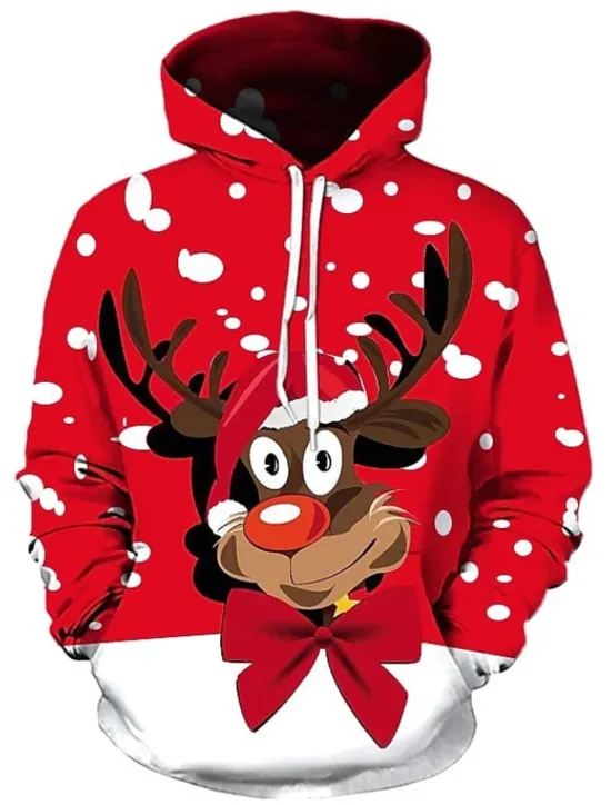 Clearance OUKU Christmas Men's Santa Claus 3D Hoodies Unisex Pullover Wine Red Custom Print Black White Red Hooded Santa Claus Graphic Prints Print Daily Sports 3D Print Designer Casual Big and Tall Spring & Fall