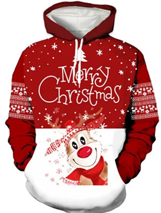 Clearance OUKU Christmas Men's Santa Claus 3D Hoodies Unisex Pullover Wine Red Custom Print Black White Red Hooded Santa Claus Graphic Prints Print Daily Sports 3D Print Designer Casual Big and Tall Spring & Fall
