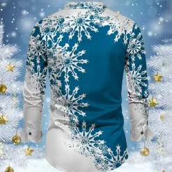 Sale OUKU Christmas Men's Snowflake Satin Shirt Dress Shirt Button Up Shirt Long Sleeve Casual Vacation Party Evening Wear Dailywear Summer Spring Fall Collared Shirts 3D Print Yellow Red Blue Purple Green