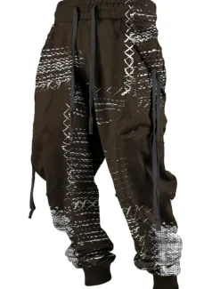 Outlet OUKU Color Block Casual Men's 3D Print Sweatpants Joggers Pants Trousers Outdoor Street Casual Daily Polyester Black Navy Blue Brown S M L Mid Waist Elasticity Pants