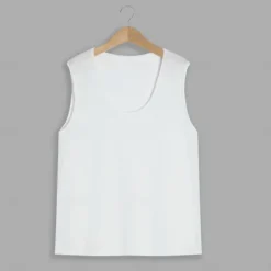 New OUKU Cotton Blend Men's Tank Top Deep U Neck Vest Undershirt Sleeveless Shirt PlainStreet Casual Sleeveless Crewneck Fashion Classic Comfortable White Tank Top