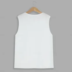 New OUKU Cotton Blend Men's Tank Top Deep U Neck Vest Undershirt Sleeveless Shirt PlainStreet Casual Sleeveless Crewneck Fashion Classic Comfortable White Tank Top