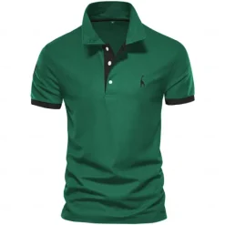 Hot OUKU Cotton Men's Polos Giraffe Embroidery Short Sleeve Polo Shirts for Men High Quality Brand Design Polos Men Clothing