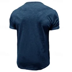Clearance OUKU 100%Cotton Men's T Shirt Henley Shirt Tee Short Sleeve Shirt Tee Top Plain Vintage Designer Basic Button Up Henley Vacation Street Casual Daily Spring Summer Black White Light Green Henley T-Shirt