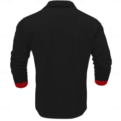 Best OUKU Day of the Dead Men's Polo Shirts Golf Shirt Long Sleeve Polo Shirts Collared Shirts Horror Streetwear Festival Wear Party Outfits 3D Print Buttons Fall & Winter Black