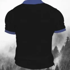 New OUKU Day of the Dead Men's Skull Guitar Polo Shirts Golf Shirt Short Sleeve Polo Shirts V Neck Horror Streetwear Festival Wear Party Outfits 3D Print Spring & Summer Black